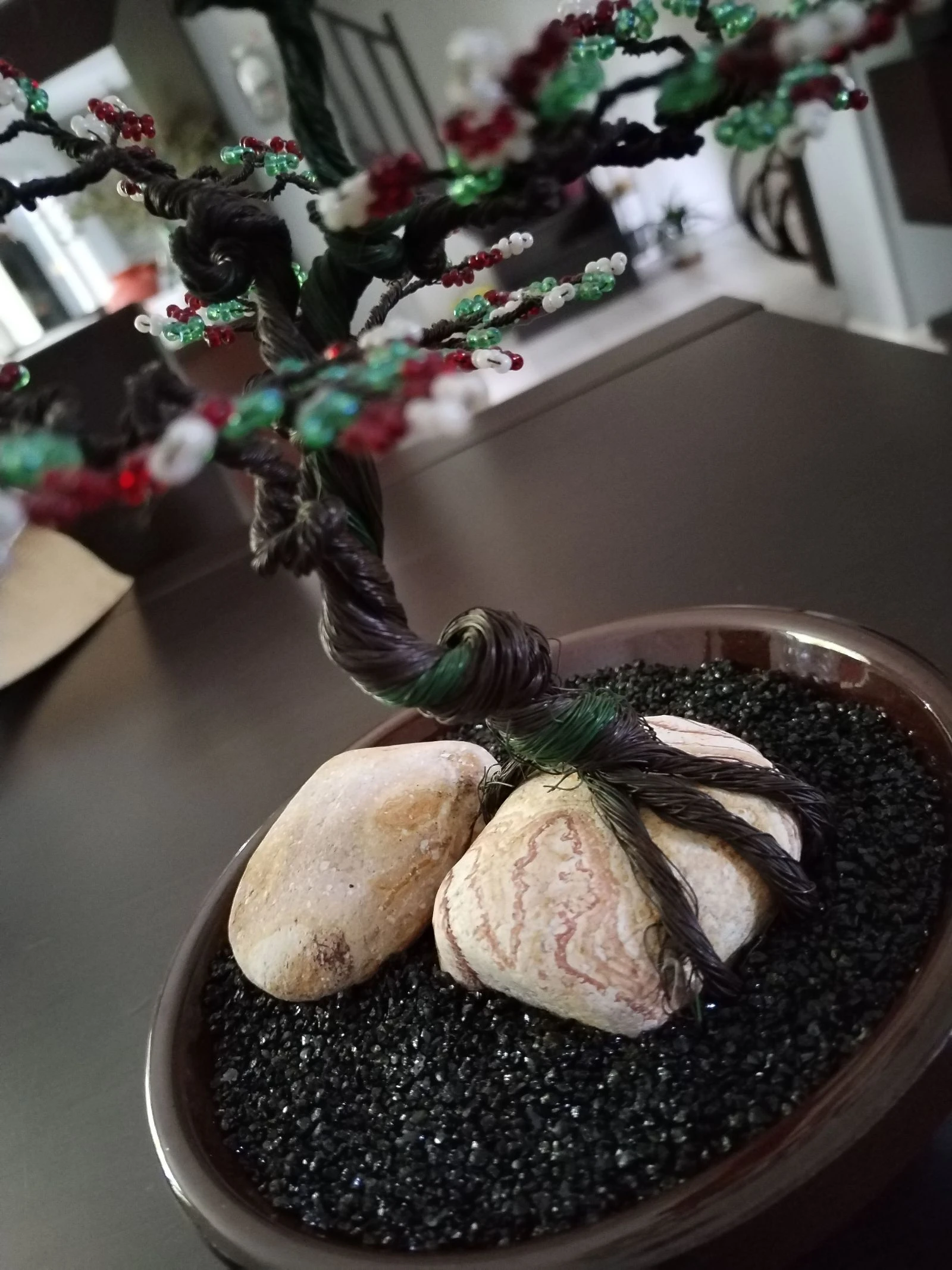 Very beautiful bonsai sculpture made of wire and pretty small beads. Handmade artisanal. – photo 7